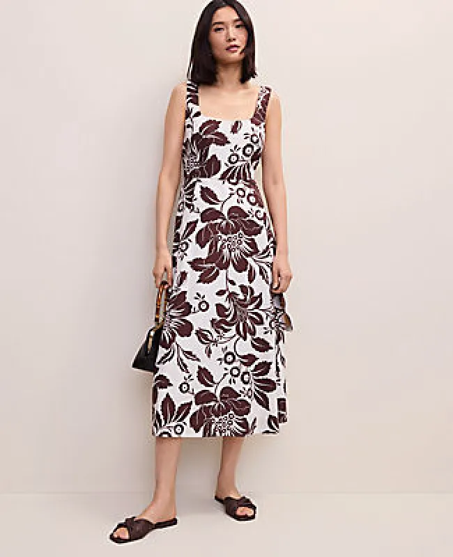 Ann Taylor Petite Floral Linen Blend Flare Midi Dress made by Ann Taylor