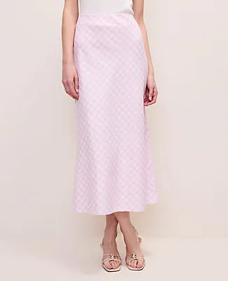 Ann Taylor Petite Gingham Linen Blend Midi Slip Skirt sold by Ann Taylor product image thumbnail 2