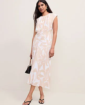Ann Taylor Petite Floral Gathered Midi Dress sold by Ann Taylor