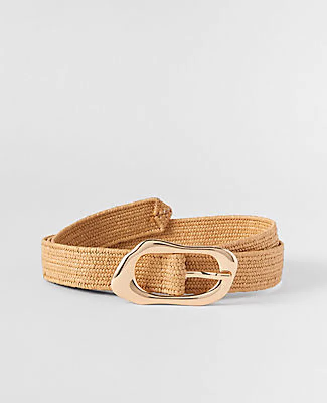 Ann Taylor Straw Sculptural Buckle Belt made by Ann Taylor