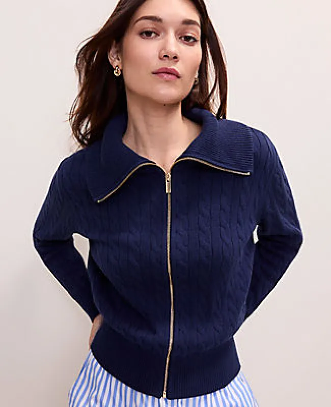 Ann Taylor Weekend Cable Sweater Jacket made by Ann Taylor