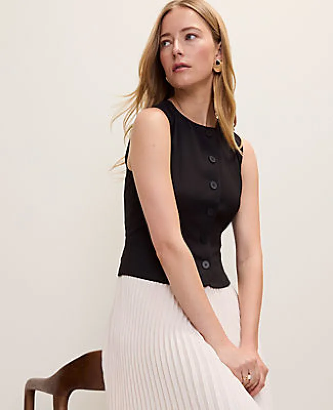 Ann Taylor Petite Pleated Crew Neck Midi Dress made by Ann Taylor