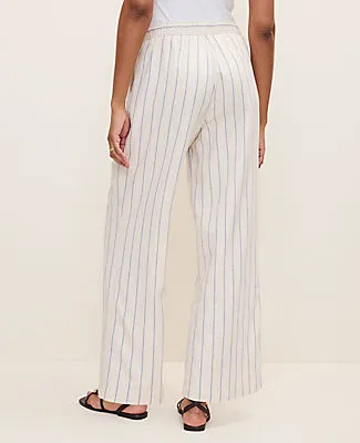 Ann Taylor Weekend Striped Easy Fit Wide-Leg Pant in Linen Blend sold by Ann Taylor product image thumbnail 3