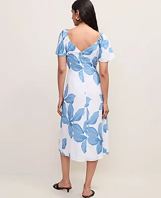 Ann Taylor Petite Floral Shirred Flare Midi Dress sold by Ann Taylor product image thumbnail 2