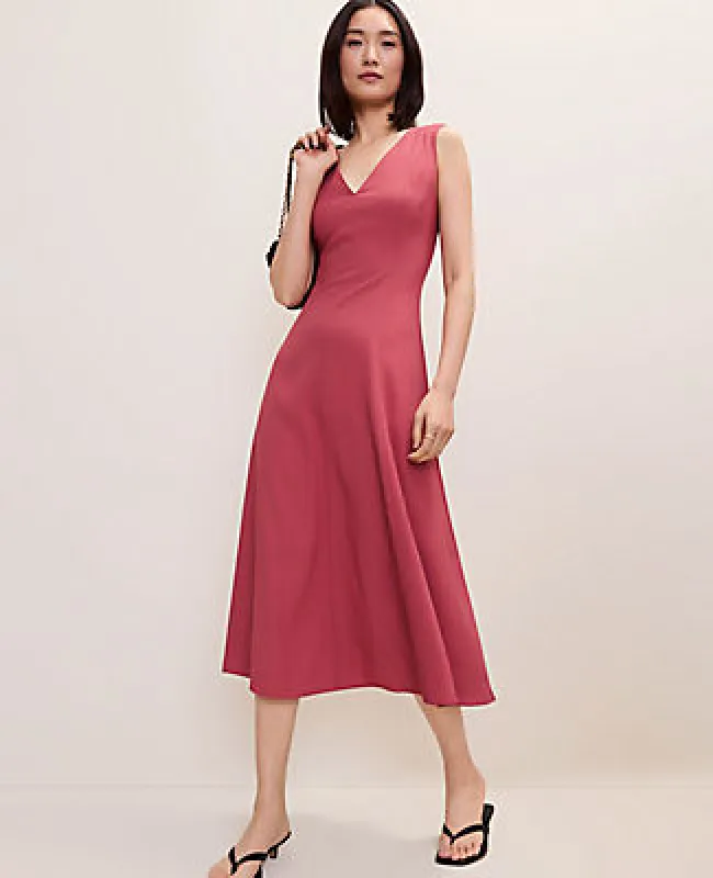 Ann Taylor V-Neck Flare Midi Dress made by Ann Taylor