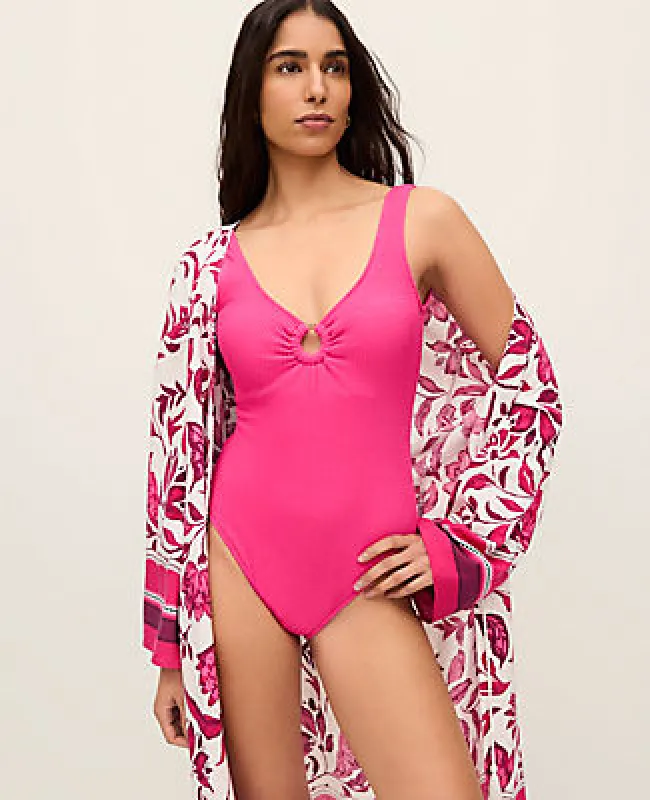 Ann Taylor Tortoiseshell Ring One Piece Swimsuit made by Ann Taylor