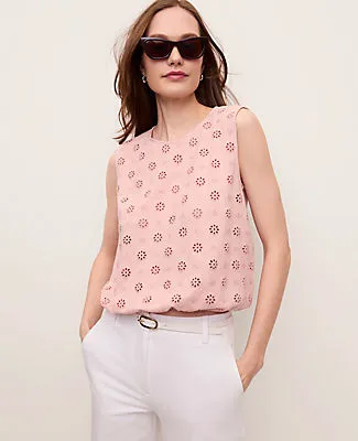 Ann Taylor Petite Eyelet Bubble Hem Top sold by Ann Taylor