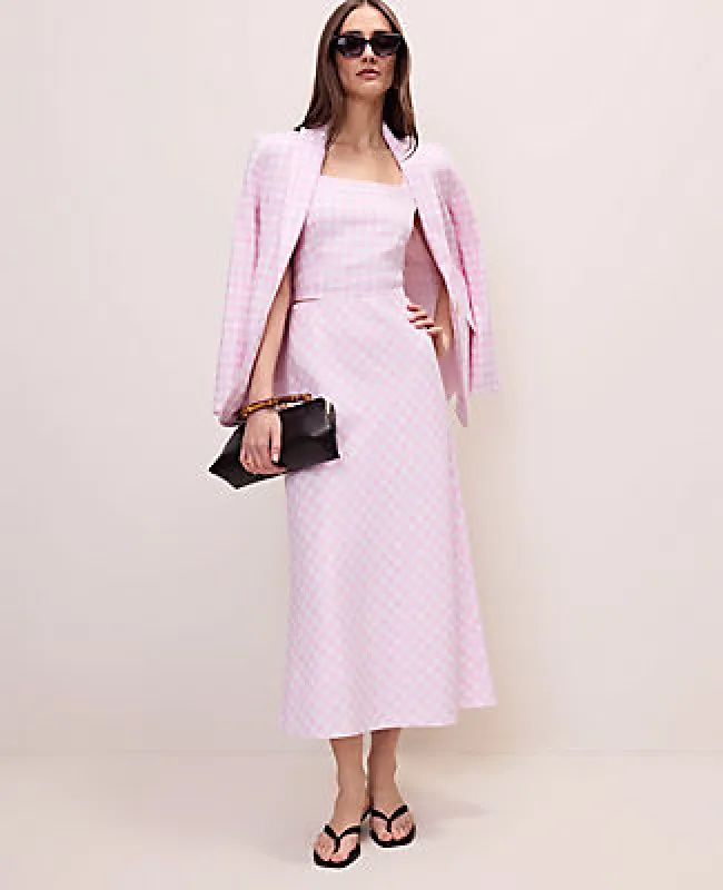 Ann Taylor Petite Gingham Linen Blend Midi Slip Skirt made by Ann Taylor