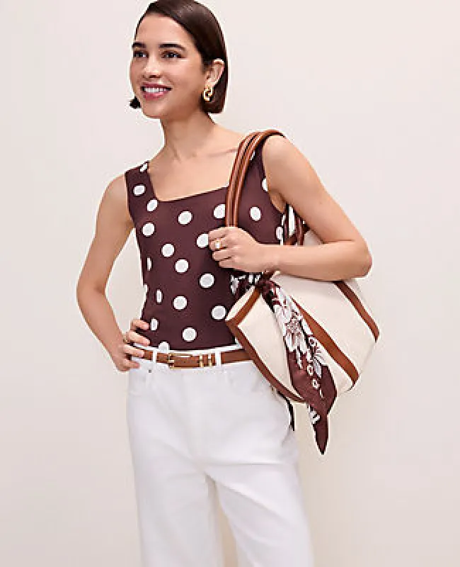 Ann Taylor Polka Dot Square Neck Tank Top made by Ann Taylor