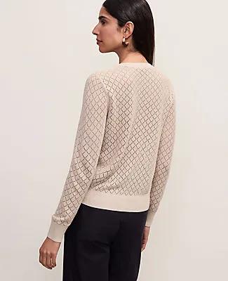Ann Taylor Petite Metallic Pointelle Stitch Ann Cardigan sold by Ann Taylor product image thumbnail 2
