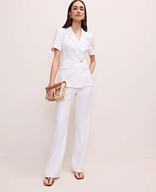 Ann Taylor The Petite High Rise Trouser in Linen Blend made by Ann Taylor