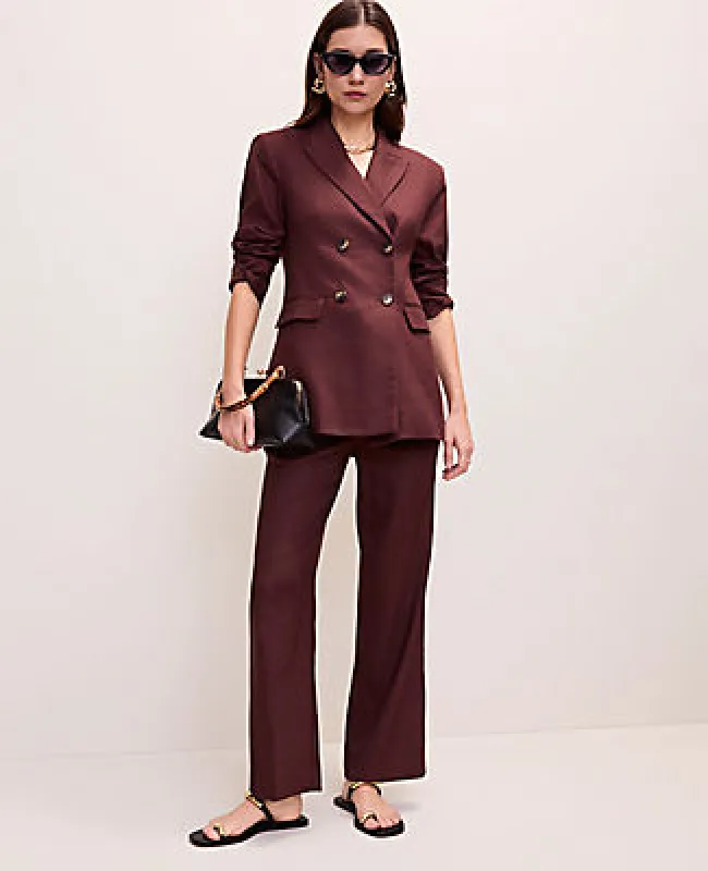 Ann Taylor The Petite Flare Ankle Pant in Linen Blend made by Ann Taylor