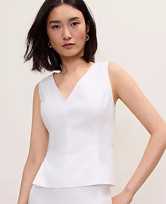 Ann Taylor Petite V-Neck Peplum Top in Linen Blend sold by Ann Taylor product image thumbnail 3