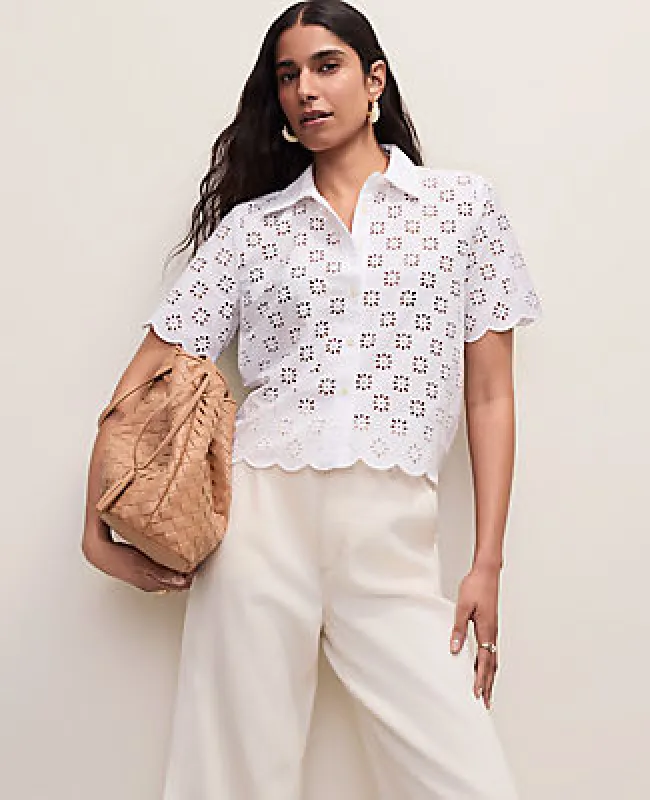 Ann Taylor Petite Eyelet Blouse made by Ann Taylor