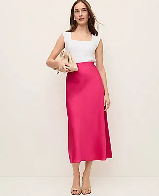 Ann Taylor Satin Bias Midi Slip Skirt sold by Ann Taylor