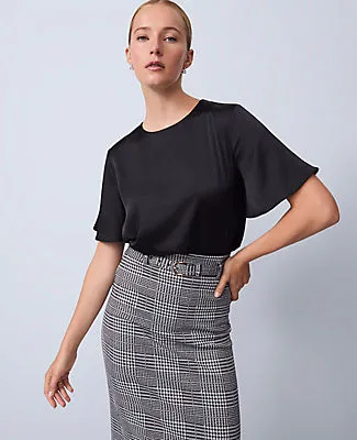 Ann Taylor Satin Flutter Sleeve Top sold by Ann Taylor
