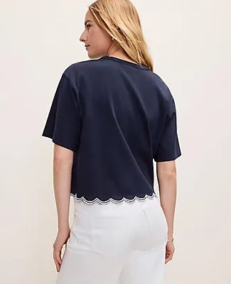 Ann Taylor Petite Weekend Embroidered Elbow Sleeve Tee sold by Ann Taylor product image thumbnail 2