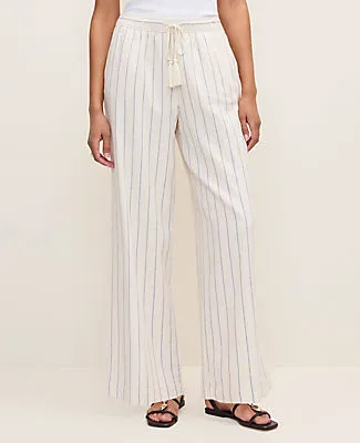 Ann Taylor Weekend Striped Easy Fit Wide-Leg Pant in Linen Blend sold by Ann Taylor product image thumbnail 2