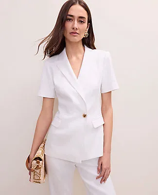 Ann Taylor The Short Sleeve Blazer in Linen Blend sold by Ann Taylor