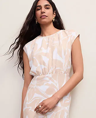 Ann Taylor Petite Floral Gathered Midi Dress sold by Ann Taylor product image thumbnail 3