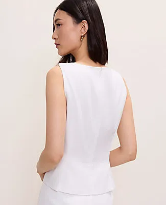 Ann Taylor Petite V-Neck Peplum Top in Linen Blend sold by Ann Taylor product image thumbnail 2