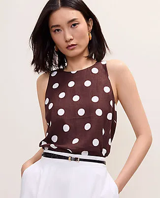 Ann Taylor Polka Dot Linen Blend Halter Tank Top sold by Ann Taylor