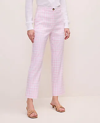 Ann Taylor The Petite Slim Crop Pant in Gingham Linen Blend sold by Ann Taylor product image thumbnail 2
