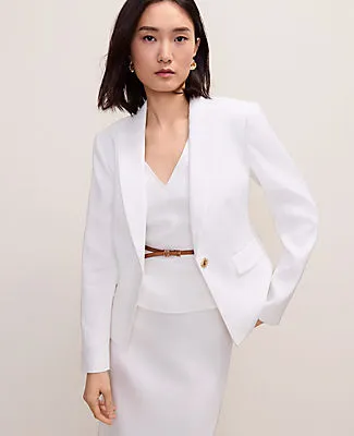 Ann Taylor The Petite Short One Button Blazer in Linen Blend sold by Ann Taylor product image thumbnail 4