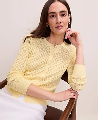 Ann Taylor Pointelle Stitch Ann Cardigan sold by Ann Taylor product image thumbnail 3