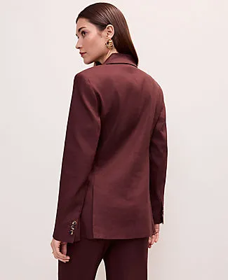 Ann Taylor The Fitted Long Double Breasted Blazer in Linen Blend sold by Ann Taylor product image thumbnail 2