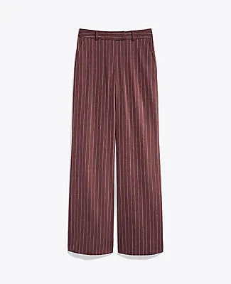 Ann Taylor The Petite Pinstriped Wide-Leg Flare Trouser in Linen Blend sold by Ann Taylor product image thumbnail 4