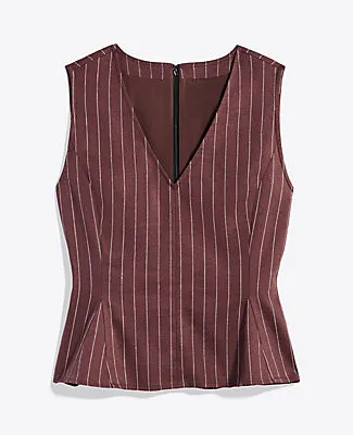 Ann Taylor Pinstripe Peplum Top in Linen Blend sold by Ann Taylor product image thumbnail 3