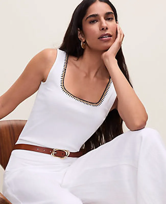 Ann Taylor Petite Crochet Trim Tank Top made by Ann Taylor