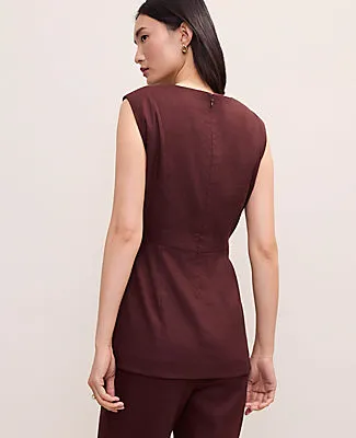 Ann Taylor The Petite Long Crew Neck Top in Linen Blend sold by Ann Taylor product image thumbnail 2