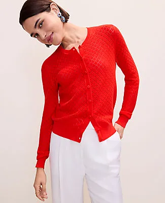 Ann Taylor Petite Pointelle Stitch Ann Cardigan sold by Ann Taylor
