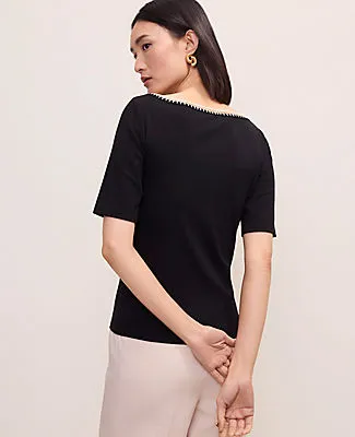 Ann Taylor Crochet Trim Tee sold by Ann Taylor product image thumbnail 2