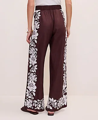Ann Taylor The Petite Easy Wide-Leg Pant in Floral Linen Blend sold by Ann Taylor product image thumbnail 3