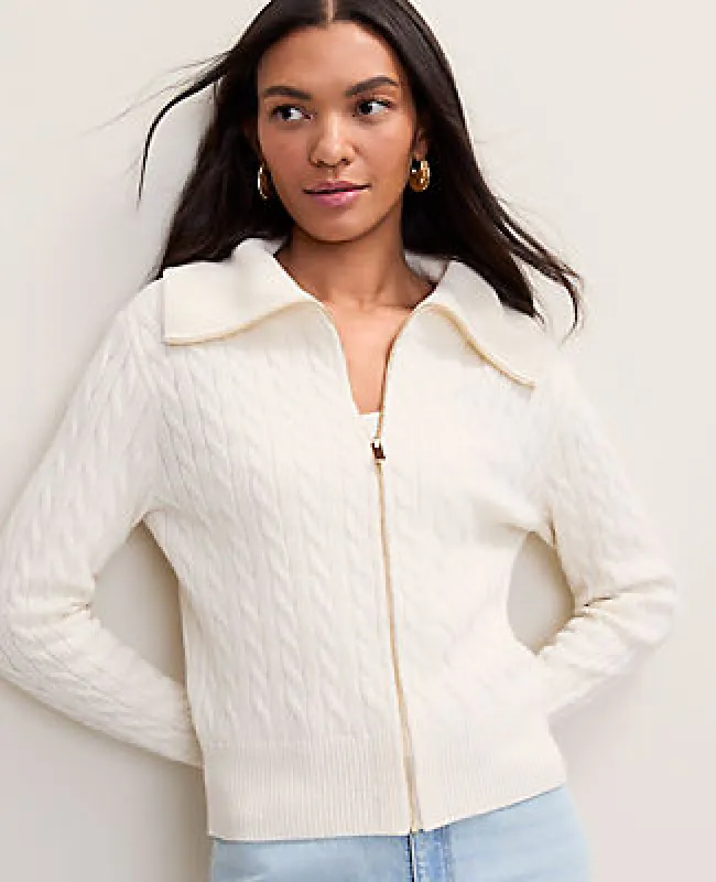 Ann Taylor Petite Weekend Cable Sweater Jacket made by Ann Taylor