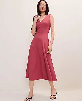 Ann Taylor Petite V-Neck Flare Midi Dress sold by Ann Taylor