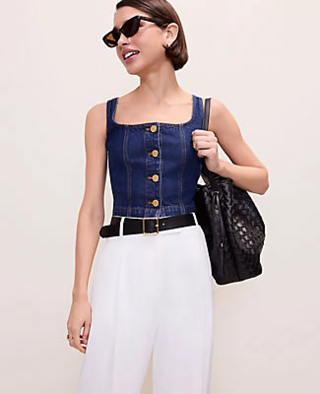 Ann Taylor Denim Button Tank Top made by Ann Taylor