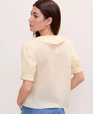Ann Taylor Weekend Eyelet Ruffle Trim Blouse sold by Ann Taylor product image thumbnail 2