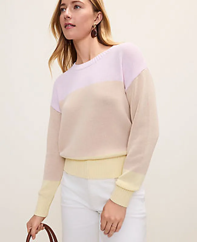 Ann Taylor Colorblock Crew Neck Sweater made by Ann Taylor