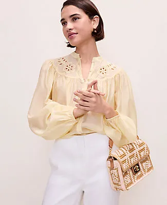 Ann Taylor Petite Embroidered Gathered Blouse sold by Ann Taylor
