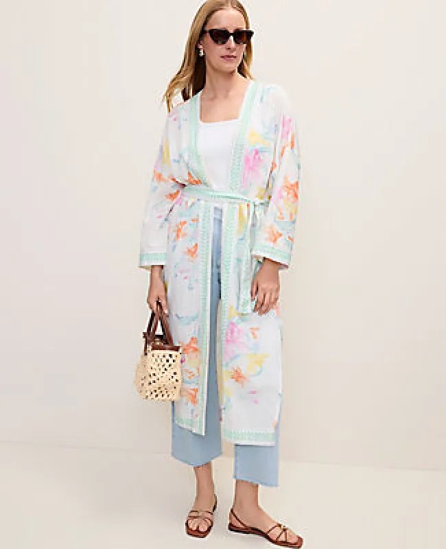 Ann Taylor Floral Belted Kimono made by Ann Taylor