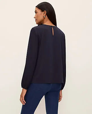 Ann Taylor Pleated Front Mixed Media Blouse sold by Ann Taylor product image thumbnail 2
