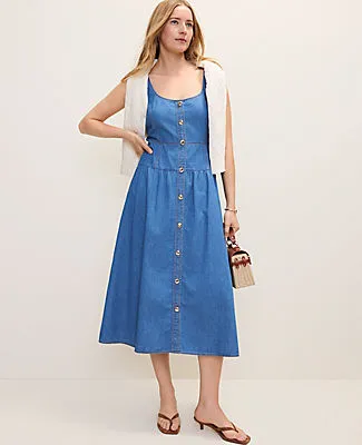 Ann Taylor Petite Weekend Chambray Flare Midi Dress sold by Ann Taylor