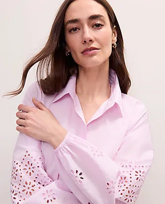 Ann Taylor Eyelet Button Down Shirt sold by Ann Taylor product image thumbnail 3