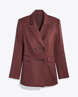 Ann Taylor The Petite Fitted Long Double Breasted Blazer in Linen Blend sold by Ann Taylor product image thumbnail 4