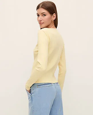 Ann Taylor Weekend Lace Trim Pointelle Cardigan sold by Ann Taylor product image thumbnail 2