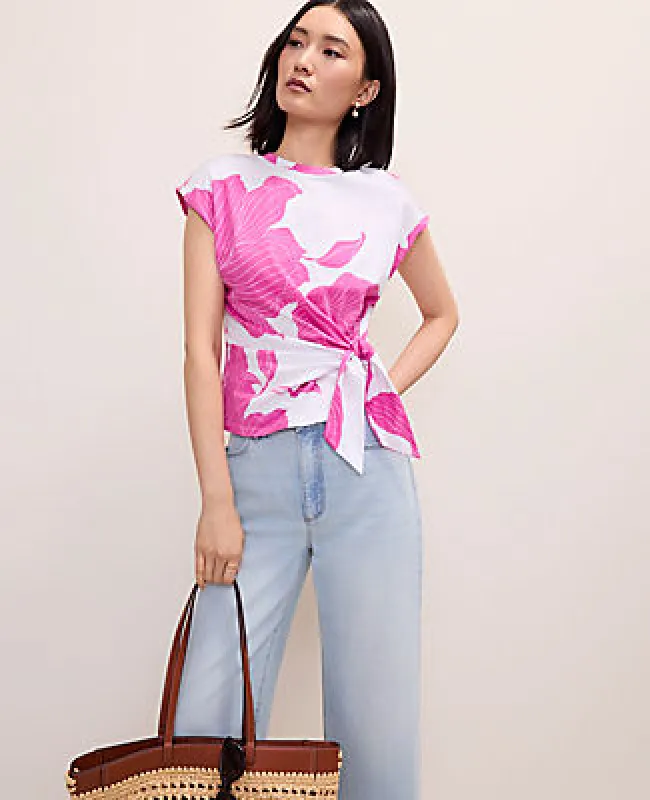 Ann Taylor Floral Tie Waist Tee made by Ann Taylor